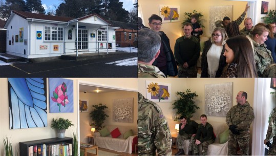 Wellbeing Centre Keogh Barracks Mytchett Aldershot Farnborough College of Technology Students Artwork Opening Montage Soldiers Pic Natasha Reneaux