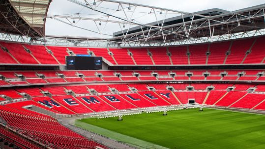 Wembley Stadium empty seats and pitch