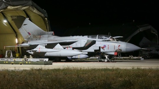 RAF Tornado jet gets ready at RAF Akrotiri to conduct airstrikes against Syria