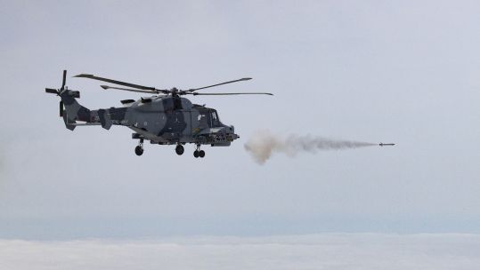 Wildcat helicopter firing Martlet missile (Picture; Royal Navy).