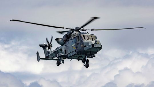 Wildcat helicopter from 847 Naval Air Squadron on exercise