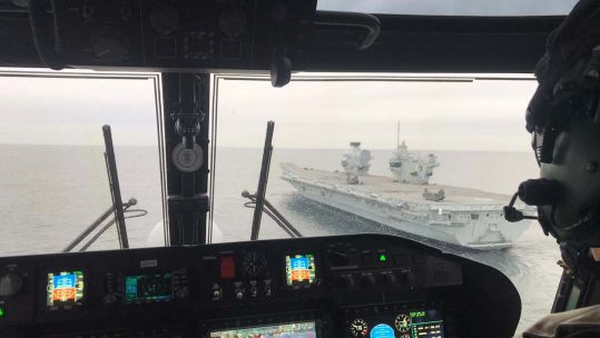 Wildcat helicopters land on HMS Elizabeth 