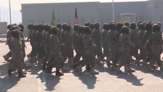 Women who served in the Afghan National Army doing drills Afghanistan DATE UNKNOWN BFBS