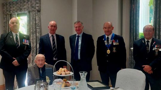 World War Two veteran James Donovan was presented with the Arctic Star on his 105th birthday CREDIT Navy 280620224