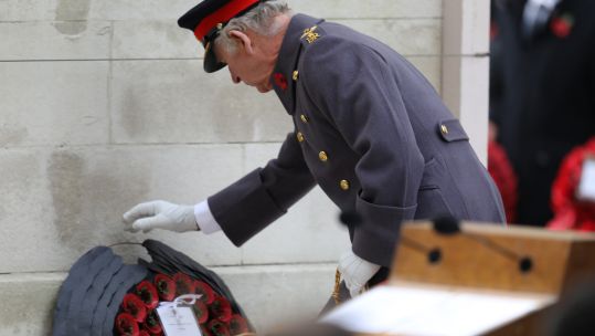 Wreath is laid at the Cenotaph by His Majesty The King 13112022 CREDIT MOD Crown Copyright.jpg