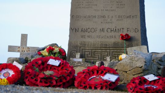Wreaths at Memorial service at Fitzroy