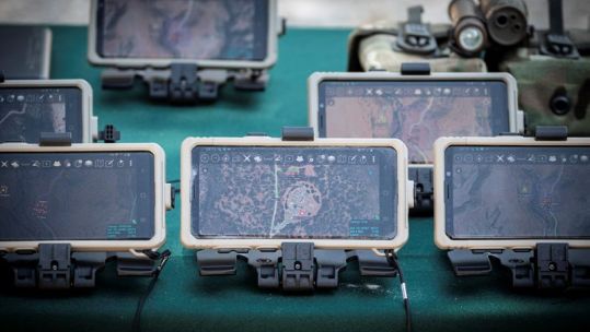 Yorkshire Regiment testing new electronic portable system using Samsung phones in Episkopi Cyprus