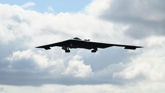 An American B-2 Spirit stealth bomber was used in a demonstration in the Gulf of Mexico (Picture: US Air Force)
