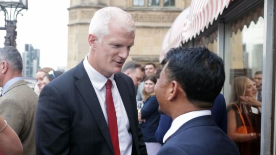 Al Carns meets Hari Budha Magar at the Soldiering On Awards finalist event 23 July 2024 CREDIT BFBS