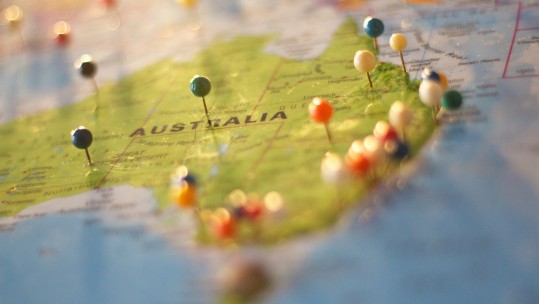 Australia Map Pins Geography Credit Catarina Sousa on pexels.com