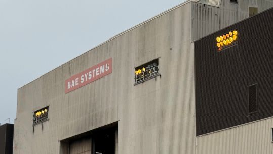 A significant fire has erupted in the warehouse of BAE Systems' Devonshire Dock Hall where the UK's future nuclear submarines are being constructed (Picture: PA)