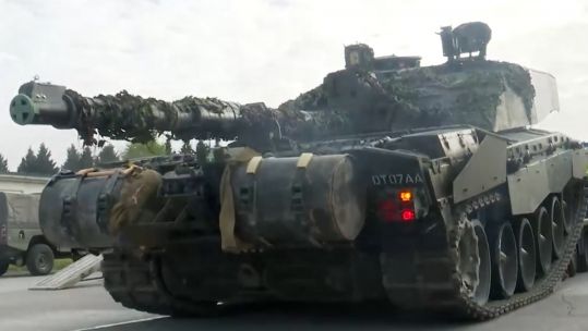 challenger 2 tank deploying on Exercise defender - still taken from Rob Olver's TV PKG