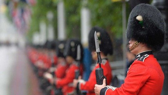 Soldiers on Parade for Colonel&#039;s Review Despite the Rain