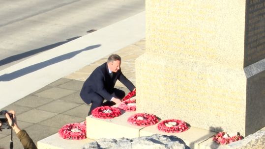 Lord Cameron visited troops in the Falklands to pay tribute to those who served in 1982 (Picture: UK Pool).