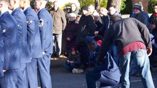 US Airman Who 'Took The Knee' At Remembrance Event Was "Feeling Faint"