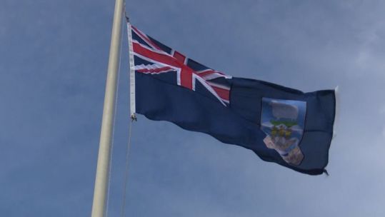 A flag of the Falkland Islands flies in the UK.