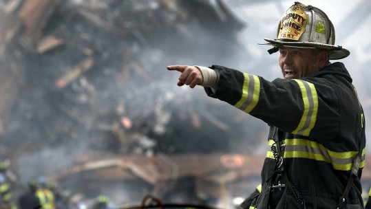New York Fireman During Aftermath Of 9/11 Attacks 