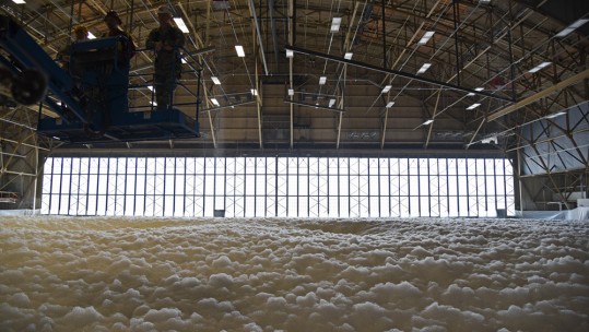 Black Hawk Drowned: Machine Fills Hangar With Foam In 2 Minutes