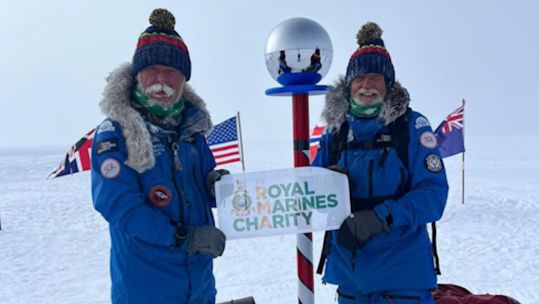 former Royal Marines, Alan Chambers MBE and Dave Thomas, have successfully reached the geographic South Pole 19012024 CREDIT Mission Spiritus