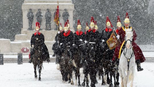 Household Cavalry in the snow