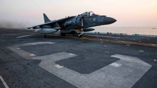 The Harrier II has been a workhorse of the USMC, with this one taking off for a mission against Islamic State
