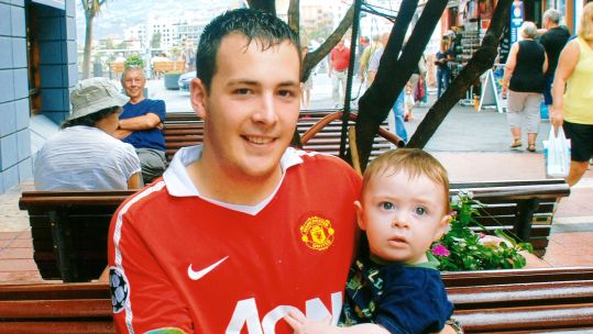 Jack and Lee Rigby in Tenerife when Jack was 10 month old CREDIT Scotty's Little Soldiers