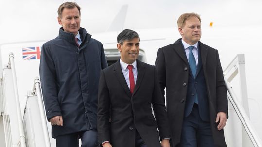 The UK will increase GDP spending to 2.5% on defence. Chancellor of the Exchequer Jeremy Hunt, Prime Minister Rishi Sunak and Defence Secretary pictured left to right (Picture: HM Treasury).