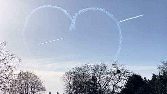 love heart display created by the Red Arrows in Nottinghamshire 22032023 CREDIT Sarah Flanagan