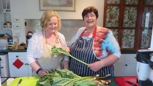 Penny and visiting cook in Baking Blind kitchen