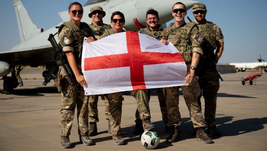 Members of the Armed Forces have wished the England football team the best of luck ahead of their match against Spain in the Euro 2024 finals (Picture: Nato Air Command) 