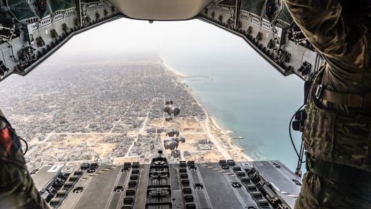The Royal Air Force have carried out their ninth air drop for the people of Gaza (Picture: Royal Air Force).