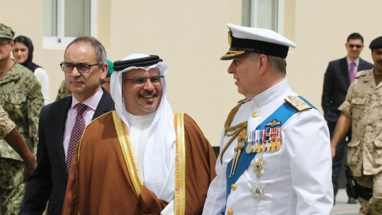Prince Andrew at the opening of a new Royal Navy facility in Bahrain