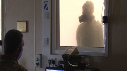 We Go Inside a Respirator Testing Chamber