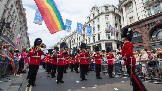 LCpl Rhona Carse with colleagues at Pride in London. Credit: R Carse