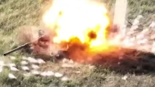 Russian tank being destroyed by a Ukrainian drone (Picture: Shock Wave Dynamics)