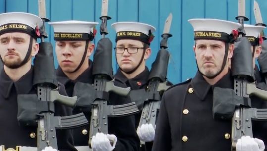 sailors rehearse for their role in the parade on Remembrance Sunday