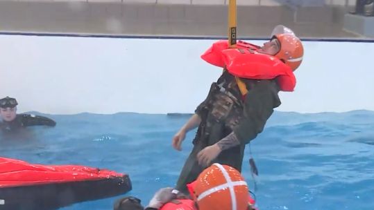 sea survival at RMAS yeovilton CREDIT BFBS