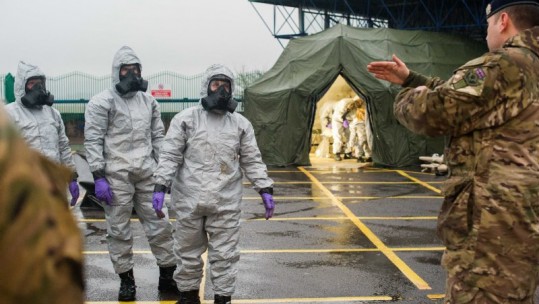 Military and police teams in Salisbury