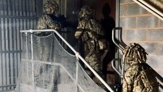 The Sussex Tigers used the Enforcer breaching tool during an exercise to breach and clear locked spaces (Picture: B Company, 3rd Battalion Princess of Wales’ Royal Regiment) 