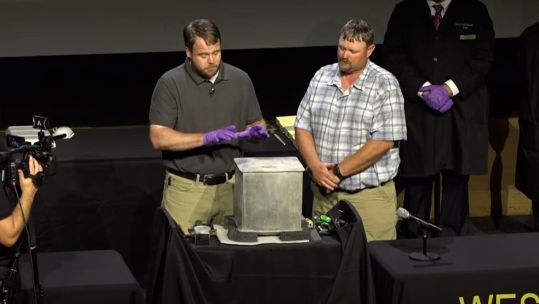 The West Point 1820s time capsule was opened live on YouTube, but the findings left people very disappointed (Picture: West Point The US Military Academy's YouTube channel).