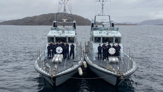 Four P2000 boats have crossed the Arctic Circle on their way north to join Exercise Joint Warrior (Picture: HMS Puncher). 