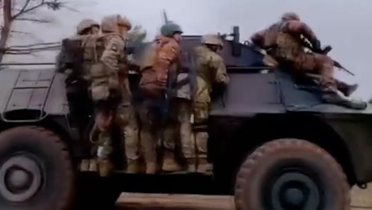 Ukrainian soldiers videoed riding on the M1117 armored personnel carrier for the first time (Picture: Ukrainian Armed Forces/ 425th Separate Assault Battalion 'Skala').