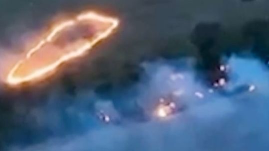 Ukraine's fire breathing drone seen burning the battlefield (Ukrainian Social Media)
