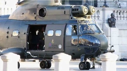 Tom Cruise Lands in Trafalgar Square in an RAF Puma