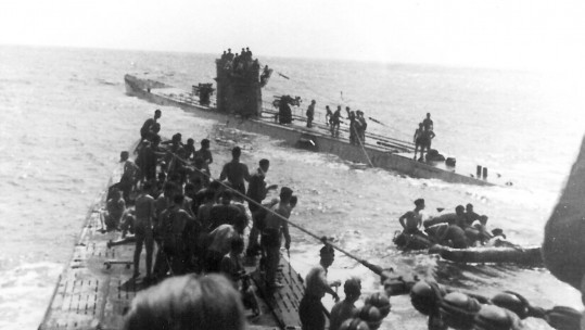 Survivors of the Laconia on the deck of German submarine U-156