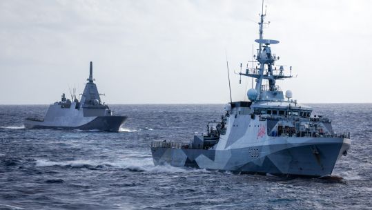 In an exercise first, Japan, the UK and Australia have trained together in a joint trilateral exercise ahead of a fleet review (Picture: Joint Operations Command)