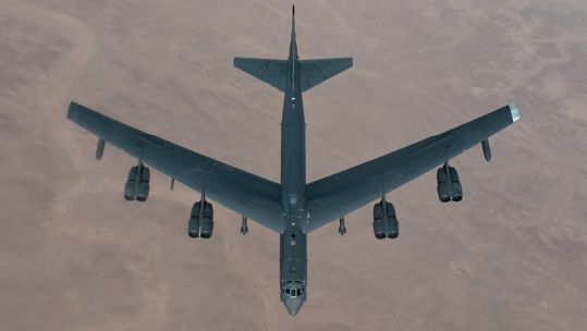 The US Air Force used B-52, F-15, and A-10 fighter aircraft against 75 ISIS targets in central Syria (Picture: US Central Command)