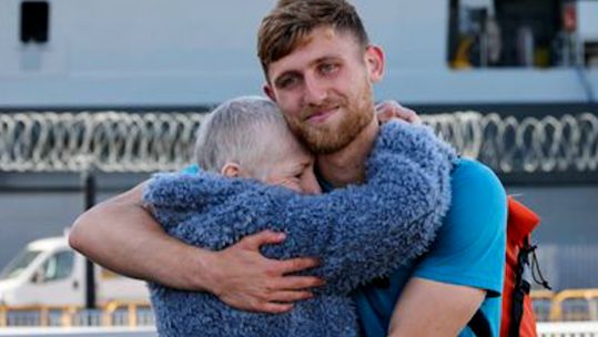 Survival Equipment Technician Will Matthews ran 16 marathons in 13 days to raise money for his mother Lorna's cancer treatment (Picture: Royal Navy)