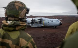 RAF A400M Atlas lands on remote volcanic island Jay Mayen during Op Atlantic City (Picture: DVIDS)