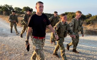 The morning marches, which get progressively more challenging, are designed to build up the guardsmen's resilience to the heat (Picture: BFBS)